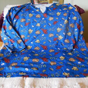 SVAHA USA PLUS SIZE 5XL 30W SPLIT NECK TUNIC OCEAN CREATURES THEME NWT DEEP BLUE